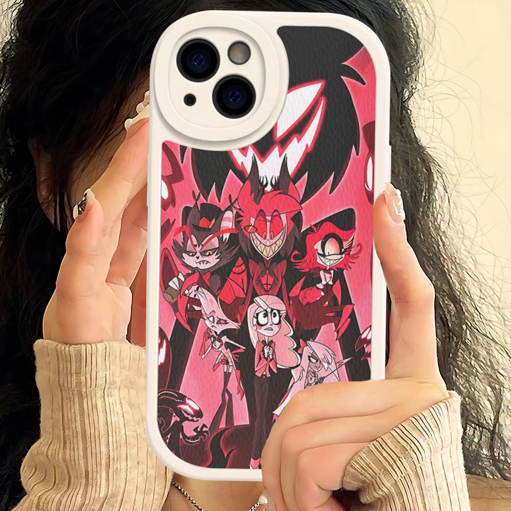 Cartoon H-Helluva Boss Phone Case For IPhone 16 15 14 13 12 11 Pro Max Plus Leather Cover