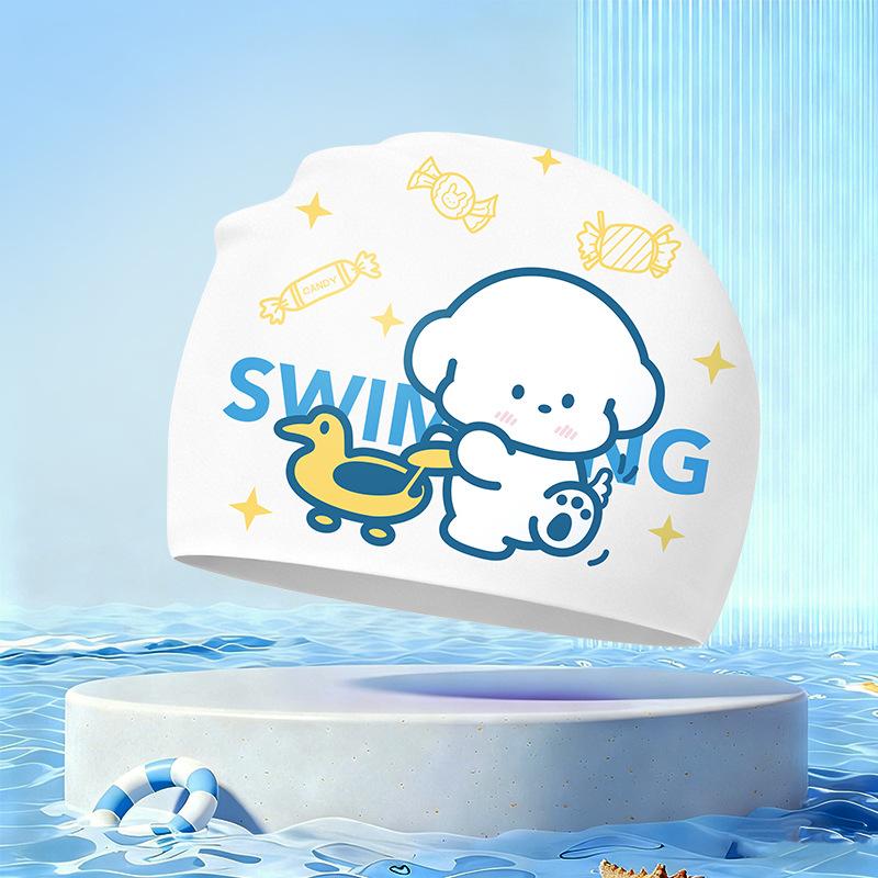 New Children's Cartoon Swimming Cap Cute Dolphin Waterproof Ear Protection Swimming Caps Kids Hot Spring Swimming Equipment