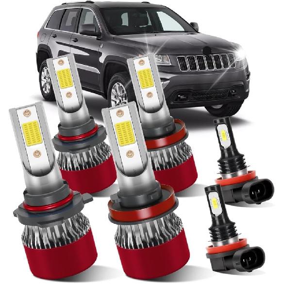

Fit for Jeep Grand Cherokee 2014 2015 2016 9005 High Beam H11 Low Beam H11 Fog Light Bulb 6PCS/1PACK Car Light Bulbs 800% Brightness IP68