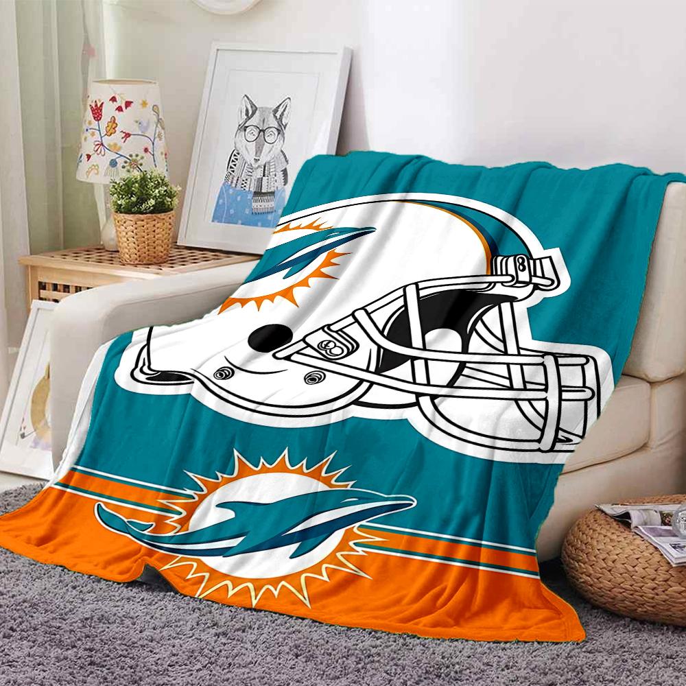 1pc Blanket - Miami Dolphins Logo Print Design,Lightweight Blanket for Sofa,Bed- Soft &Warm,Gift for All Seasons