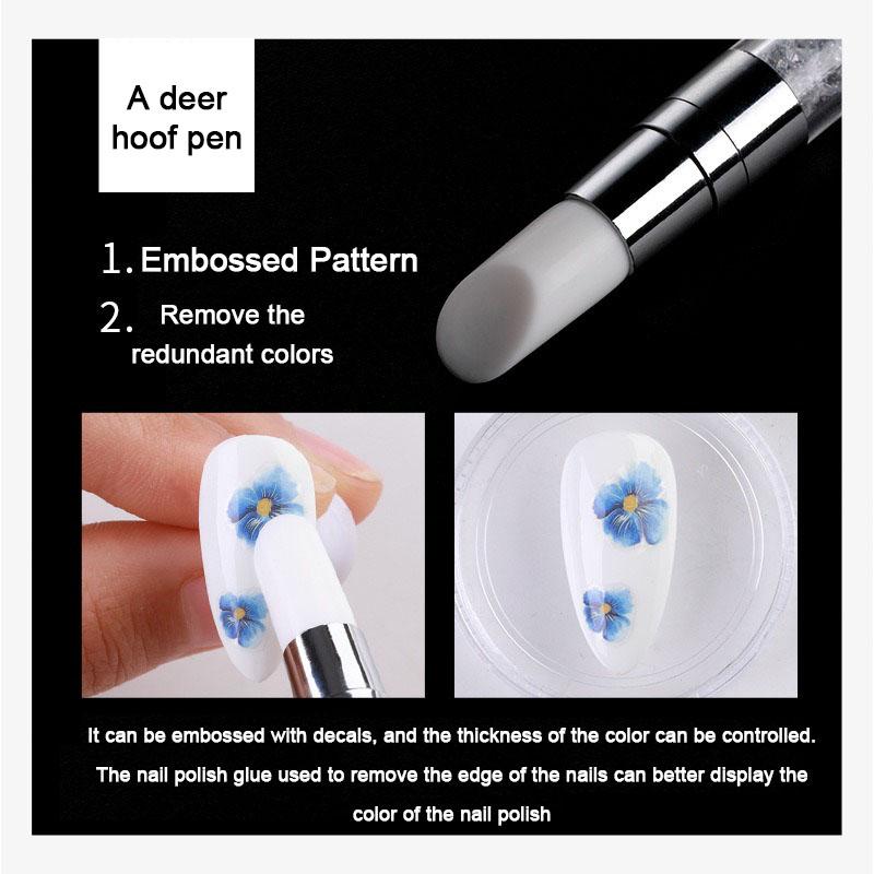 New 1/2/3PCS Dual-ended Silicone Sculpture Pen Nail Art Brushes Small Builder Gel Silicone Nail Brush Tool XJS04