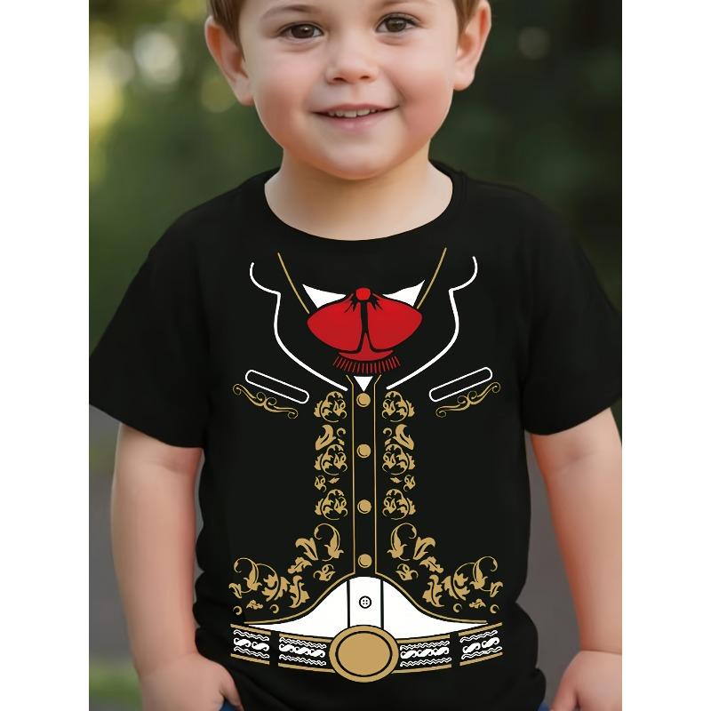 

European sizes Trendy Short-Sleeve T-Shirt for Boys - Comfortable Fiber - Piece Design Print - Perfect for Casual Summer Wear 98cm чёрный
