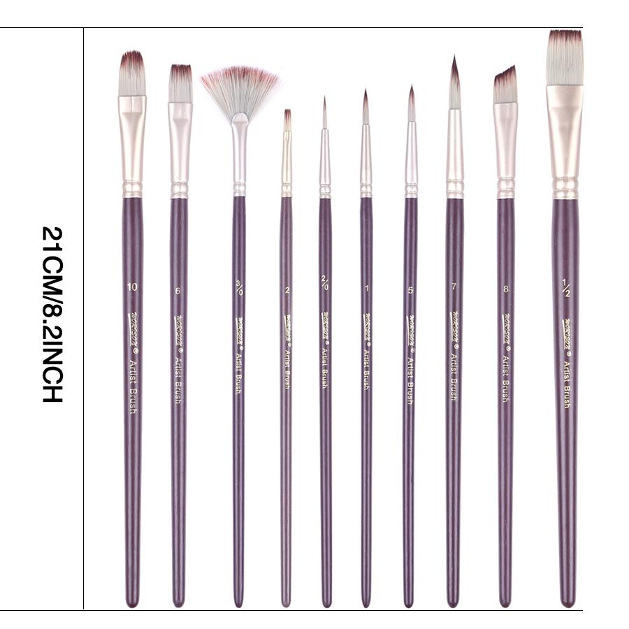 10 Pcs Artist Paint Brush Set, Painting Brushes Kit Fabulous for Canvas, Watercolor & Fabric, Acrylic Painting for Kids, Adults