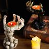 Halloween Skull Hand Candle Holder Candlestick Ornaments Resin Skull Halloween Desktop Porch Decoration Gifts Decor For Table