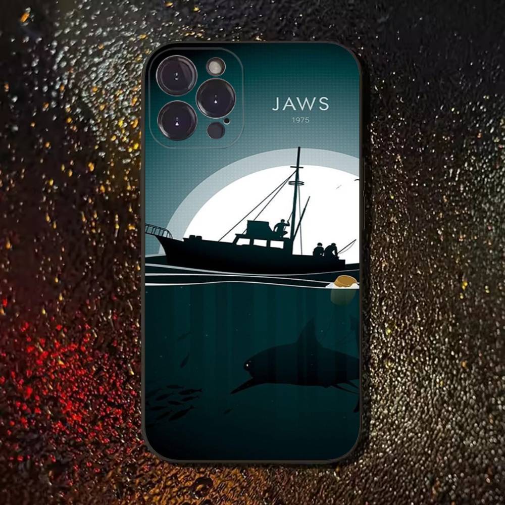 Movie J-Jaws-es Phone Case For iPhone 17,16,15,14,13,12,11 Plus,Pro Max,XS,X,XR,SE,Mini,8,7,Soft Silicone Black Cover iPhone16pro