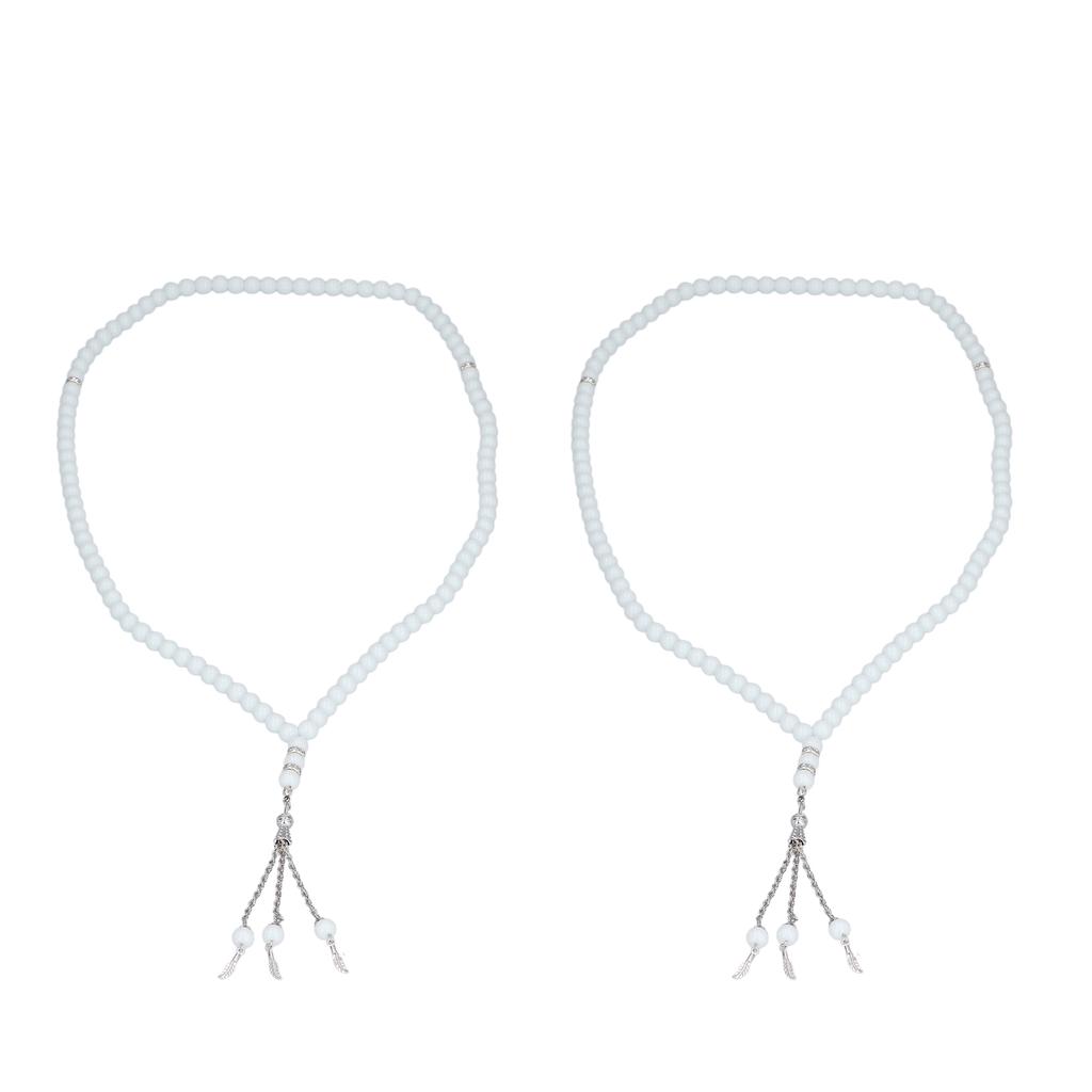 2Pcs Beads Rosary 99 Grains Exquisite White Religious Article Worship Prayer Supplies