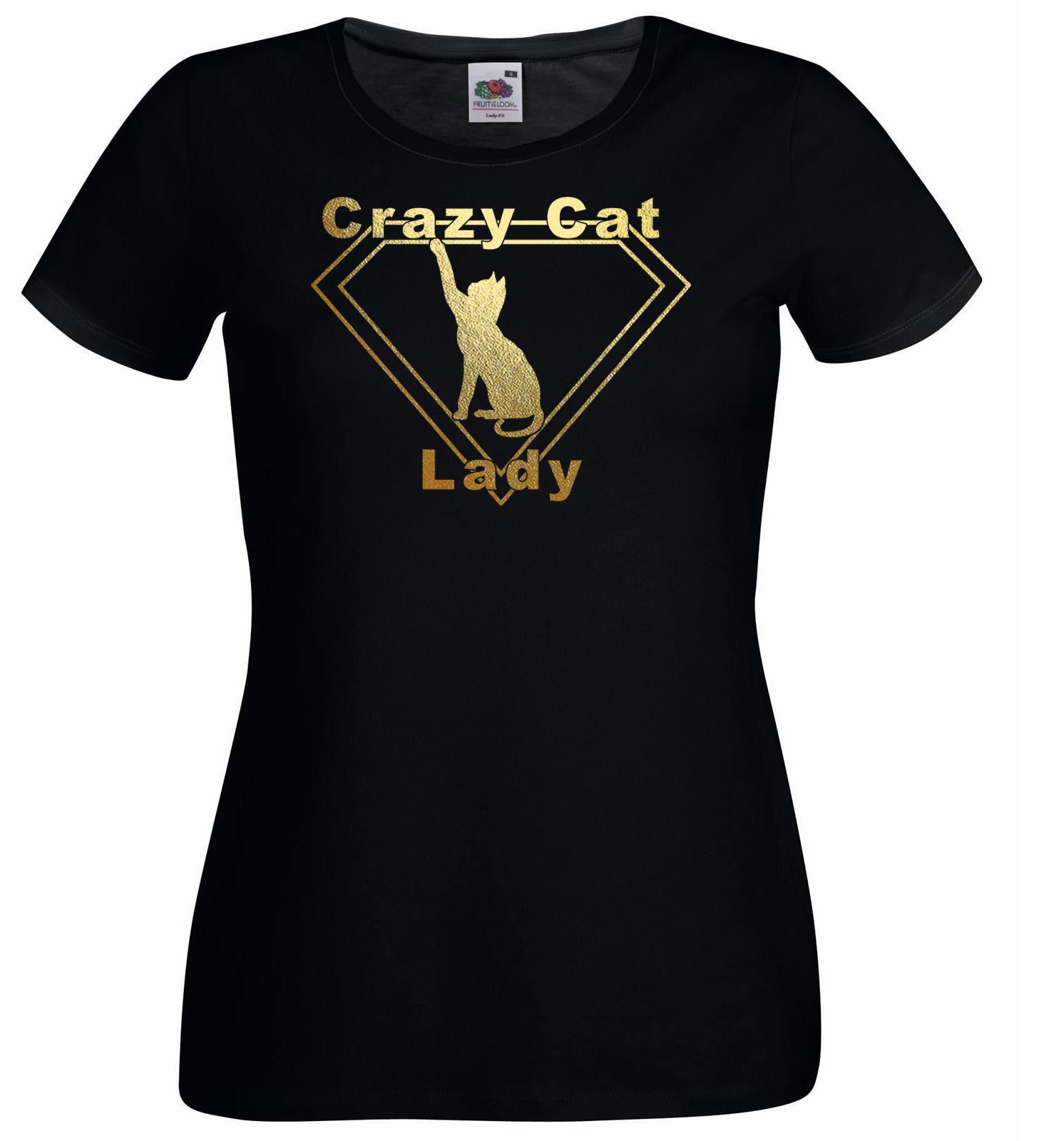 Ladies Black Cat Lady Pussy Cat Feline Friend Animal Lover TShirt 2XL