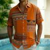 Men's Fashion Ethnic Print Short Sleeve Button Down Shirt Trendy Summer Style For Vacation Party Gathering Daily Commute