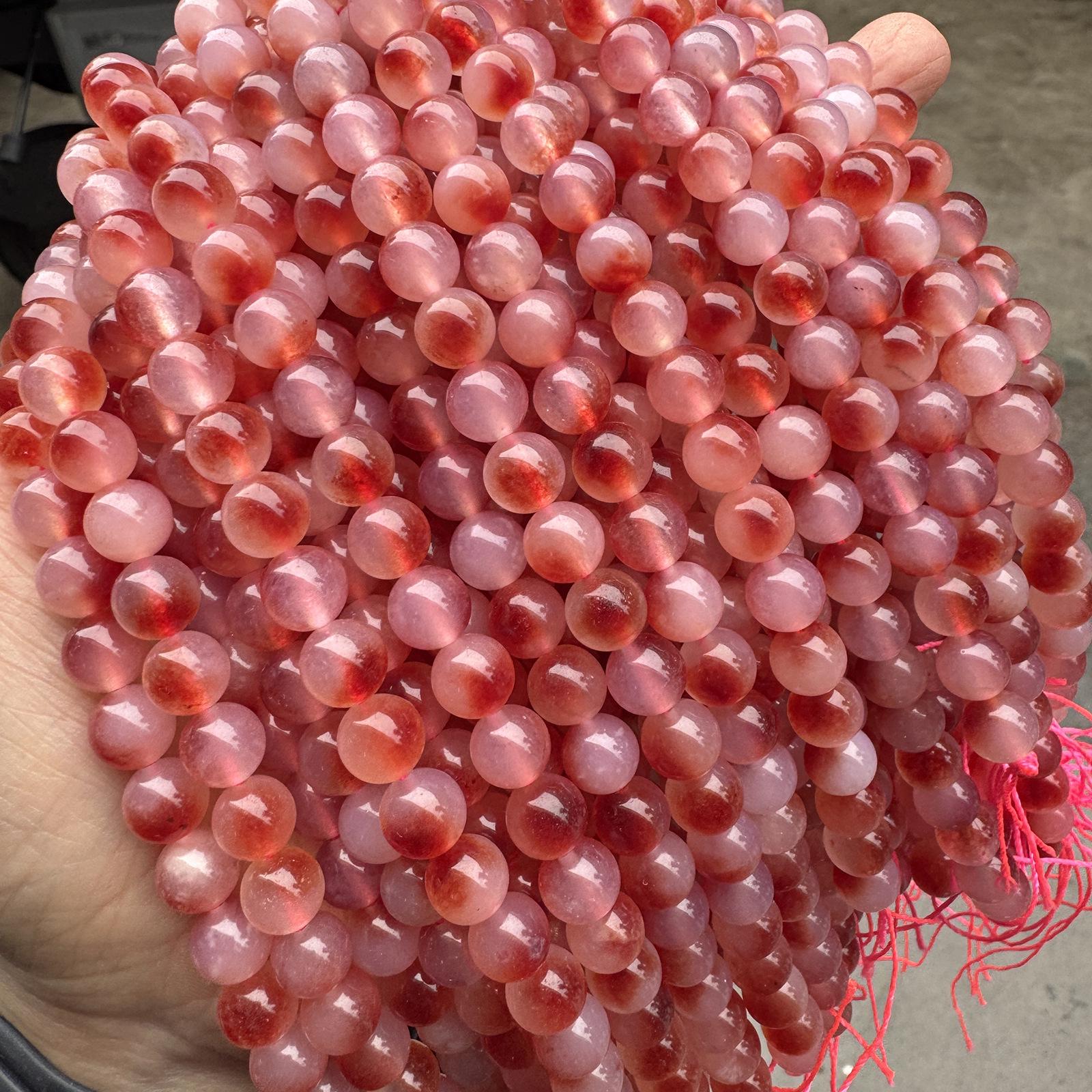Red Chalcedony Round Beads - Natural Stone Spacer Beads for DIY Accessories