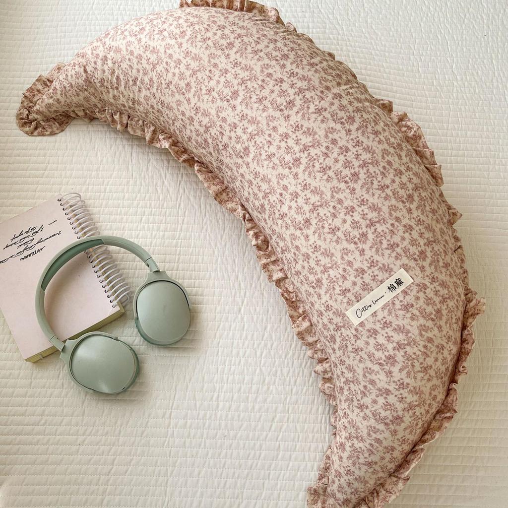 Cotton & Linen Moon Pillow: Baby Soothing, Washable, Pregnancy Support