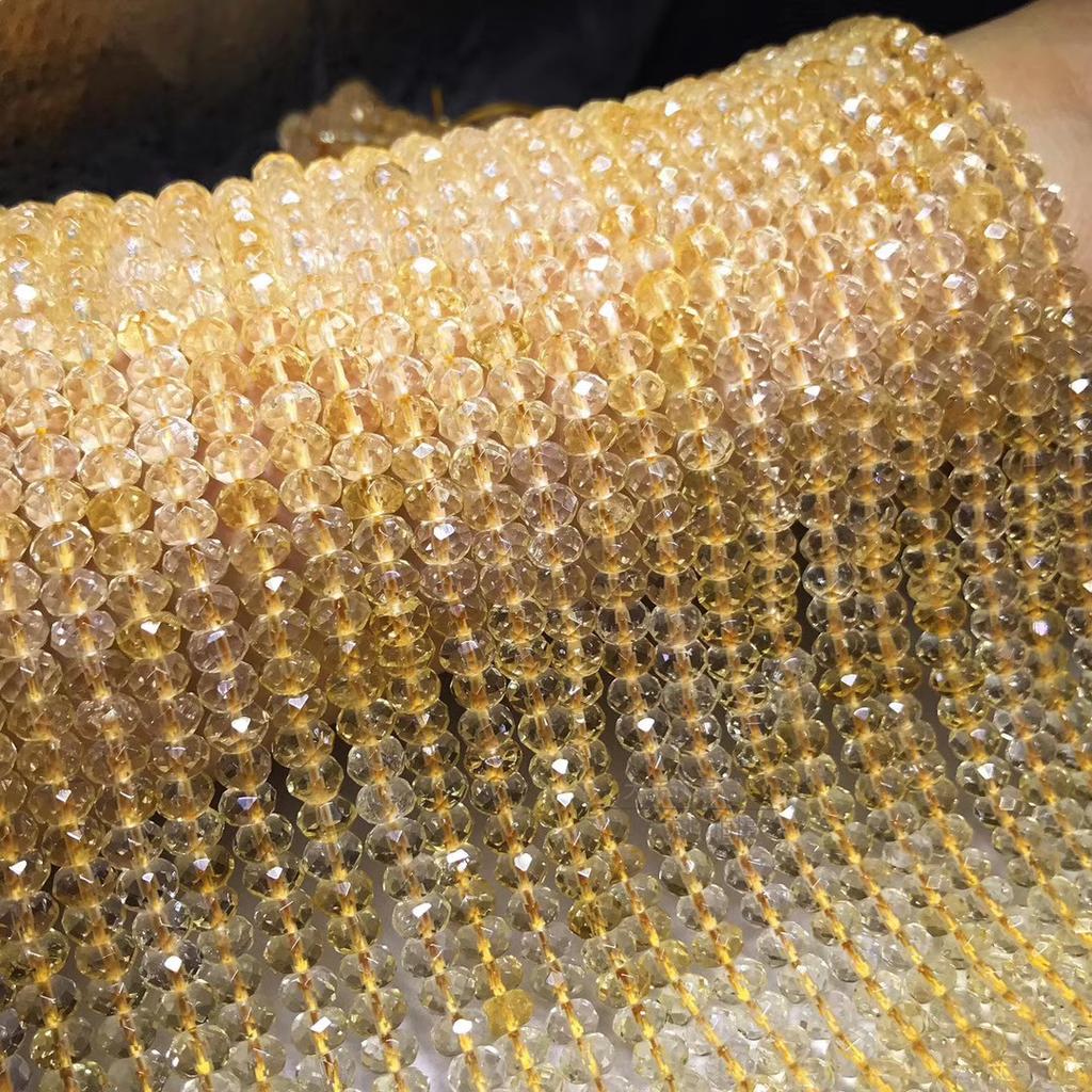 Natural Crystal Citrine flat beads, disc beads, faceted beads, loose beads, semi-finished products Buddhist bead string accessories long chain