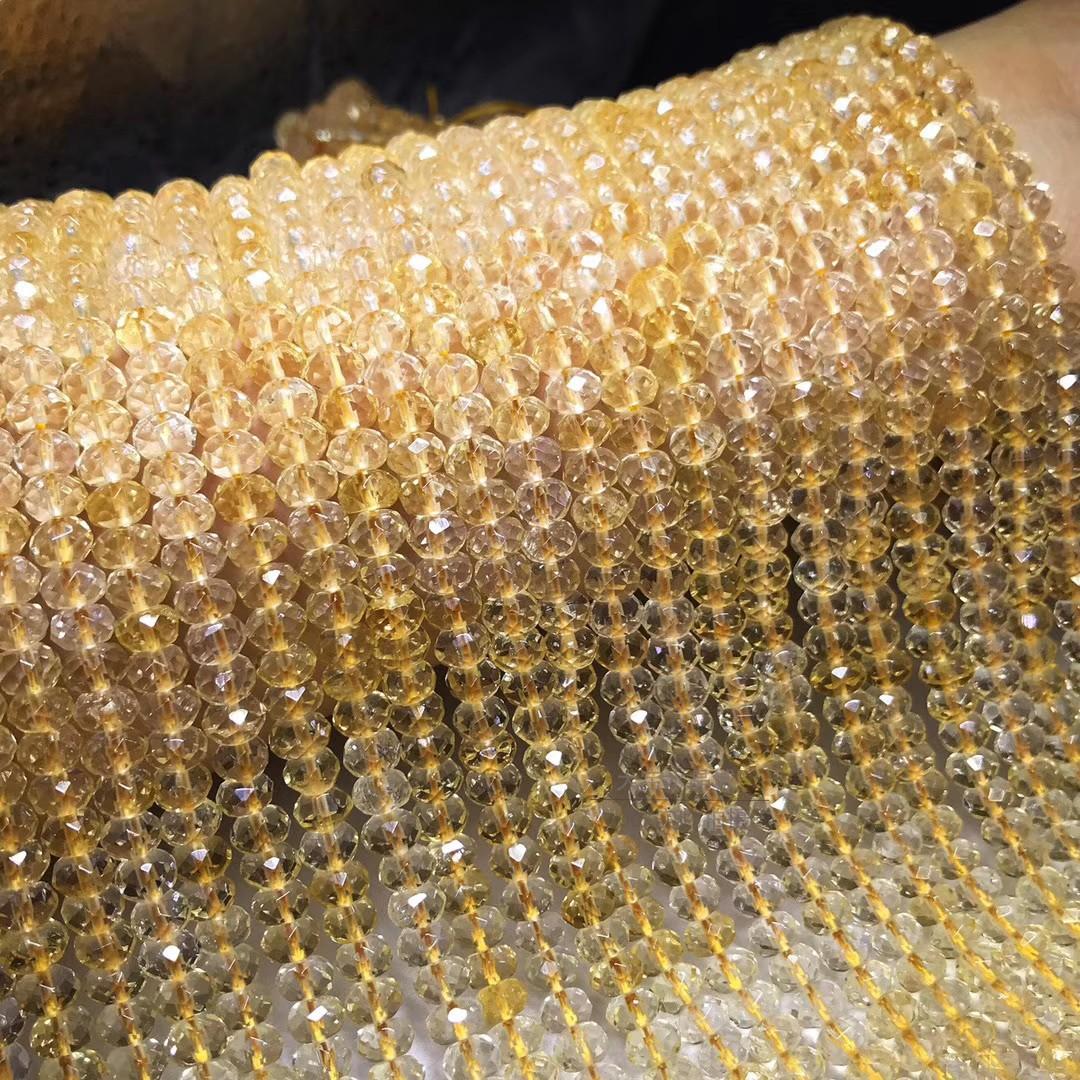 

Natural Crystal Citrine flat beads, disc beads, faceted beads, loose beads, semi-finished products Buddhist bead string accessories long chain 4*6mm One