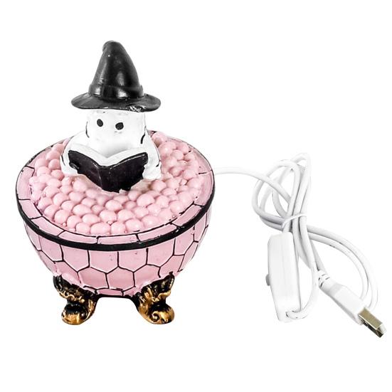 Ghost Bubble Bath Light Halloween Ghost Reading Book Night Light Handmade LED Table Lamp for Bedroom Study Room Bathroom Decor