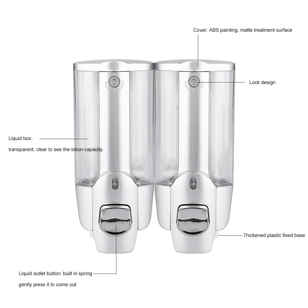 350ml 2*350ml Bathroom Wall Mounted Soap Shampoo Dispenser Lotion Liquid Pump