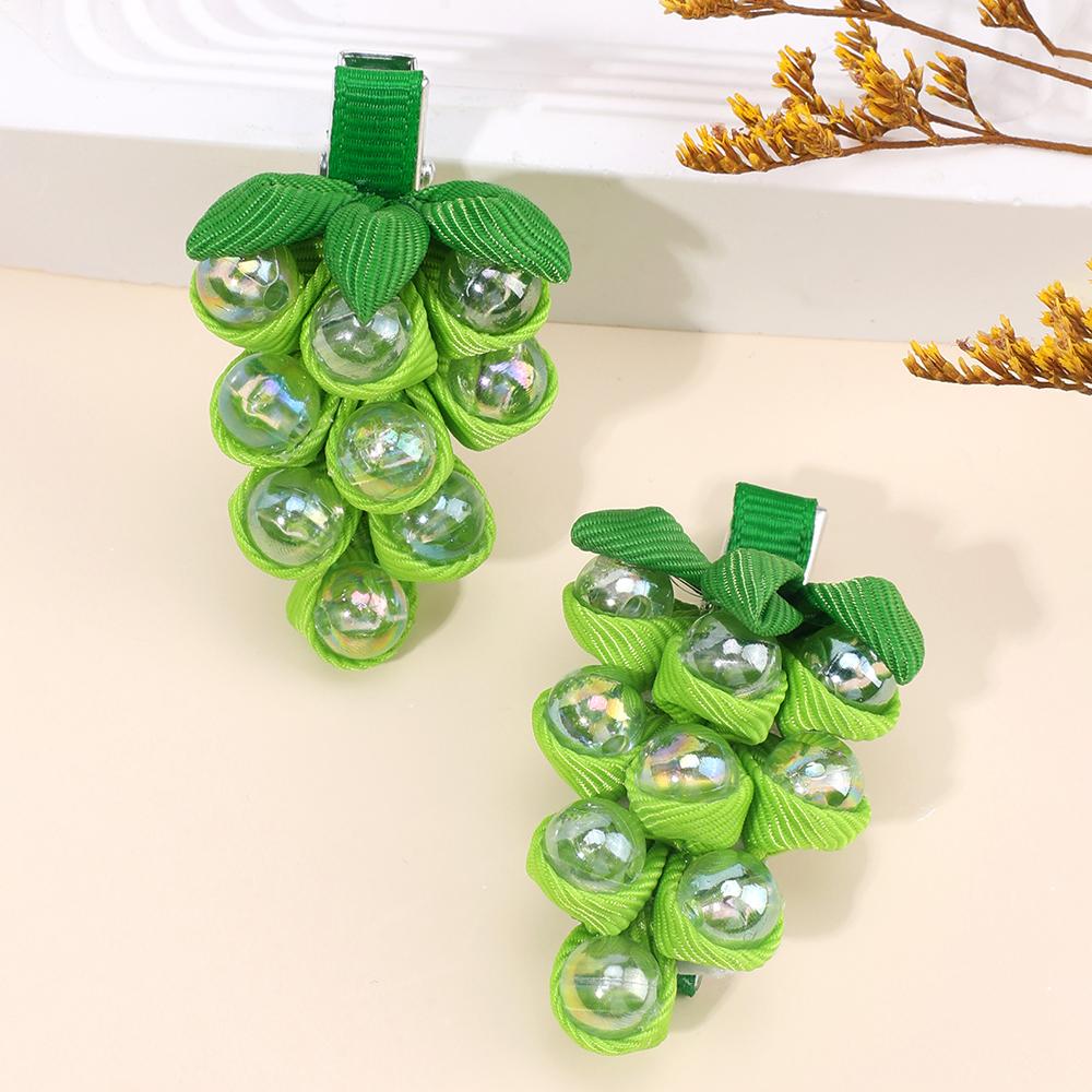 2Pcs 3D Simulation Grape Hair Clips Laser Fruit Hairpins Cute Barrette For Girls Children Trendy Korean Style Unique Accessories
