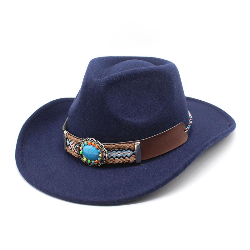 Casual Versatile Retro Ethnic Style Men'S And Women'S Parent-Child Western Cowboy Hat Big Edge Wide Edge Sunshade Top Hat