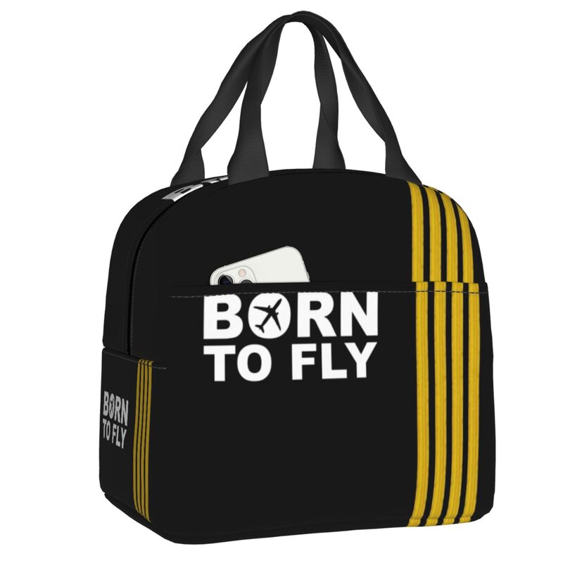 Aviation Arrival Departure Thermal Insulated Lunch Bag Aviator Airport Plane Portable Lunch Tote for Picnic Storage Food Box