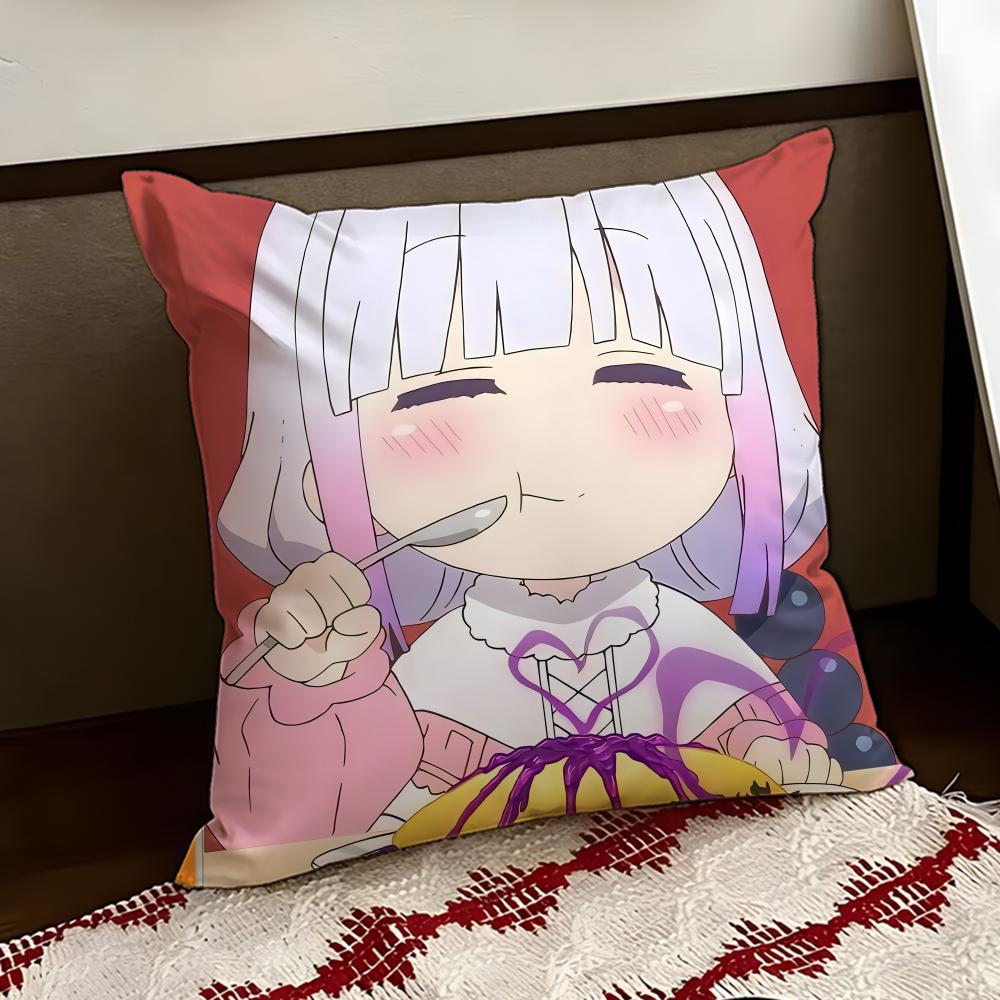 Miss Kobayashis Dragon Maid Cushion Cover Reversible Soft Durable Pillow Cover Home  Car MultiScene Use for Daily Comfort