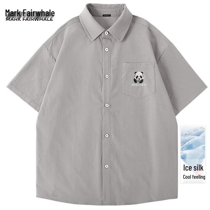 Mark Fairwhale Men s Ice Silk Chinese Style Short Sleeve Lapel Shirt 3XL