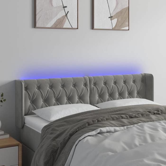 VidaXL LED Headboard Bedroom Furniture Double Bed Accessory Head of Bed Frame Interior Light Grey 3123626