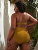 2024 European & American Plus Size Backless Bikini - Solid Color, High-End & Sexy