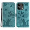 For Xiaomi Redmi Note 13 4G Case PU Leather Phone Cover Butterfly Cat Pattern