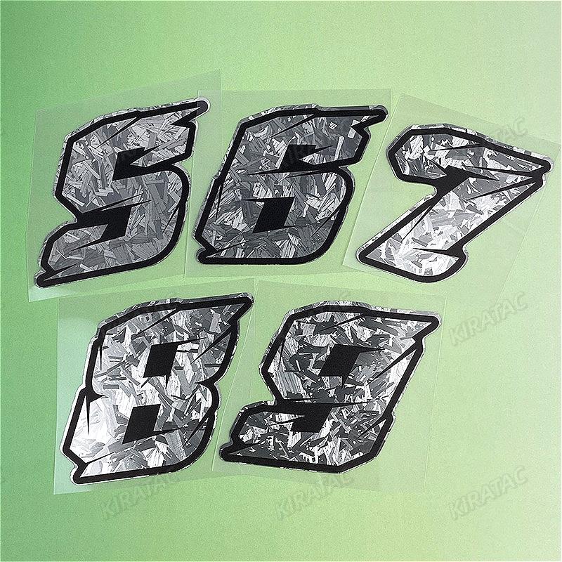 1PC Silver Carbon Fiber Motorcycle Number Stickers Waterproof Universal Vinyl Decals for BMW KTM YAMAHA Kawasaki Suzuki Honda