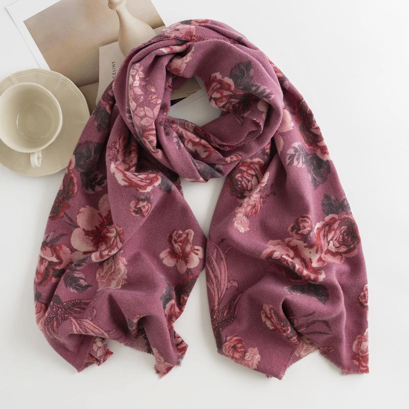 Imitation Cashmere Scarf New Autumn and Winter Fashion Printed Shawl Scarf Women's Medium Length Thickened Warm Scarf