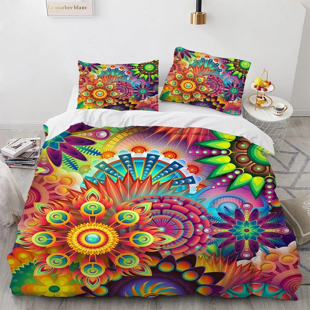 Mandala Duvet Cover Set Boho Style Horse Pattern Chic Polyester Comforter Cover King Twin Size for Teens Adults Boys Bedding Set