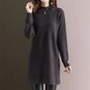 Turtleneck Knitted Dress for Women Loose Mid-length Sweater Dress Solid-color Casual Pullover Autumn and Winter
