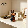 Creative Wooden Craft Doberman Ornament, Hand Carved Sculpture, Cute Handcrafted Dog Statue Figurine for Home Shelf And Entryway Basswood Decor