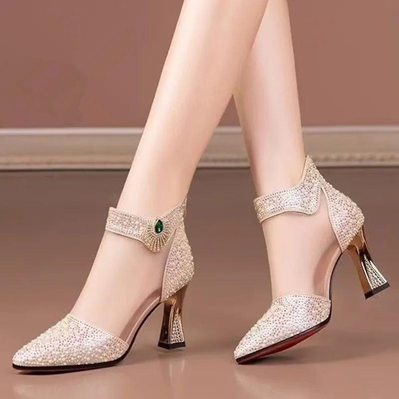 Fashion Women High Heels Sandals Fashion Sexy Pointed Toe High Heeled Women Designer Sandals Outdoor Elegant Banquet Party Shoes Women