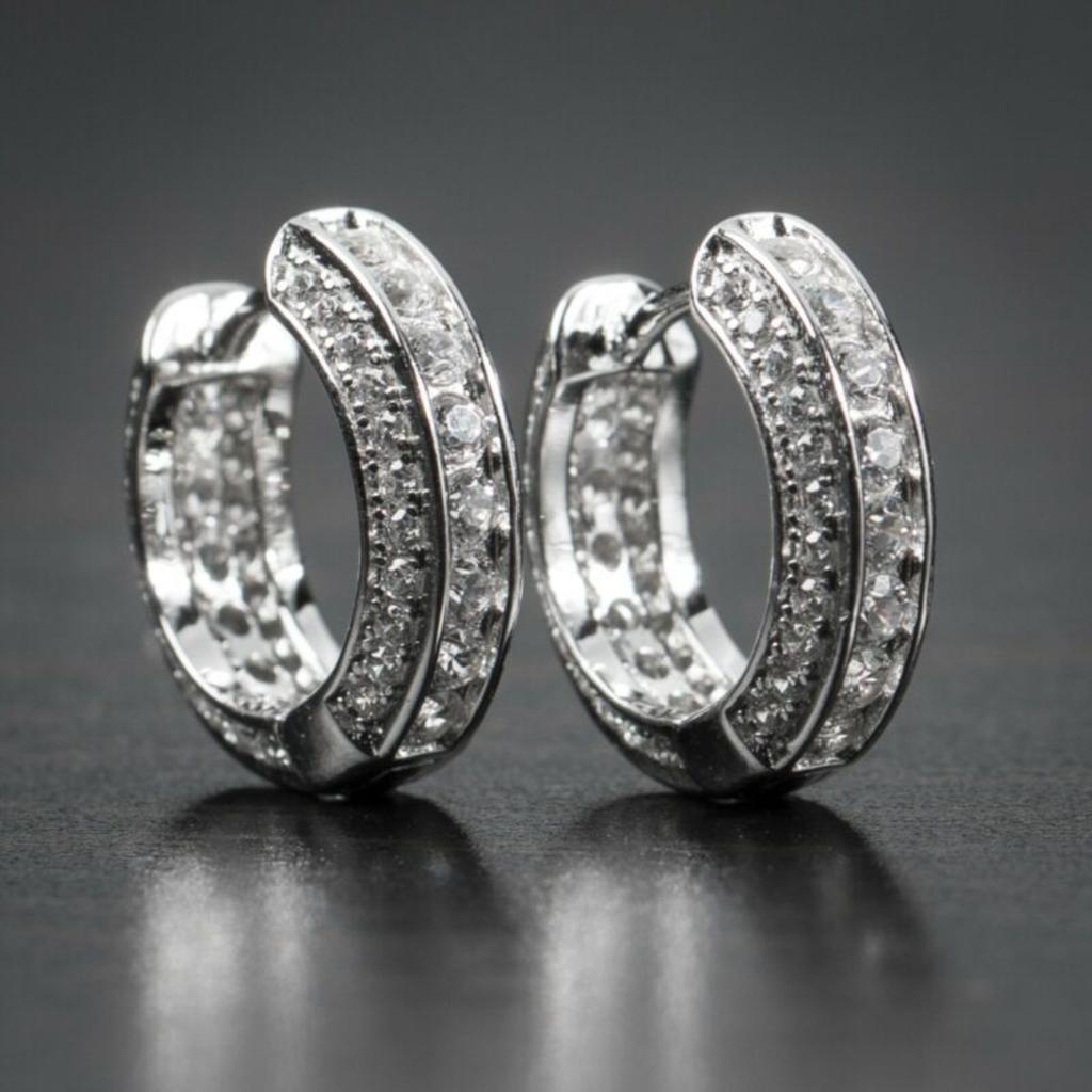 Double Row Sparkling Hoop Earrings for Women Classic Style