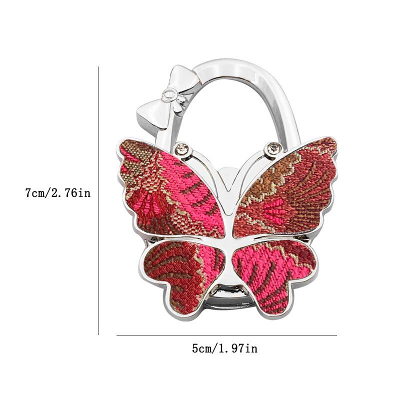 Foldable Sturdy Butterfly Purse Hook Colorful Glitter Metal Frame Table Bag Holder for Cafe Bar Outdoor Use