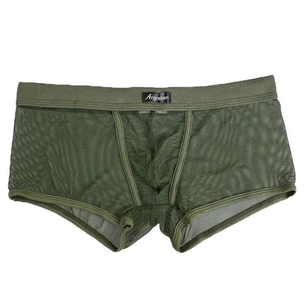Men Sexy Underwear Letter Printed Shorts Bulge Pouch Underpants
