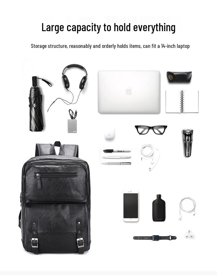 Men's PU Double Shoulder Computer Bag - Casual Business, Trendy Fashion, Large Capacity Travel Bag