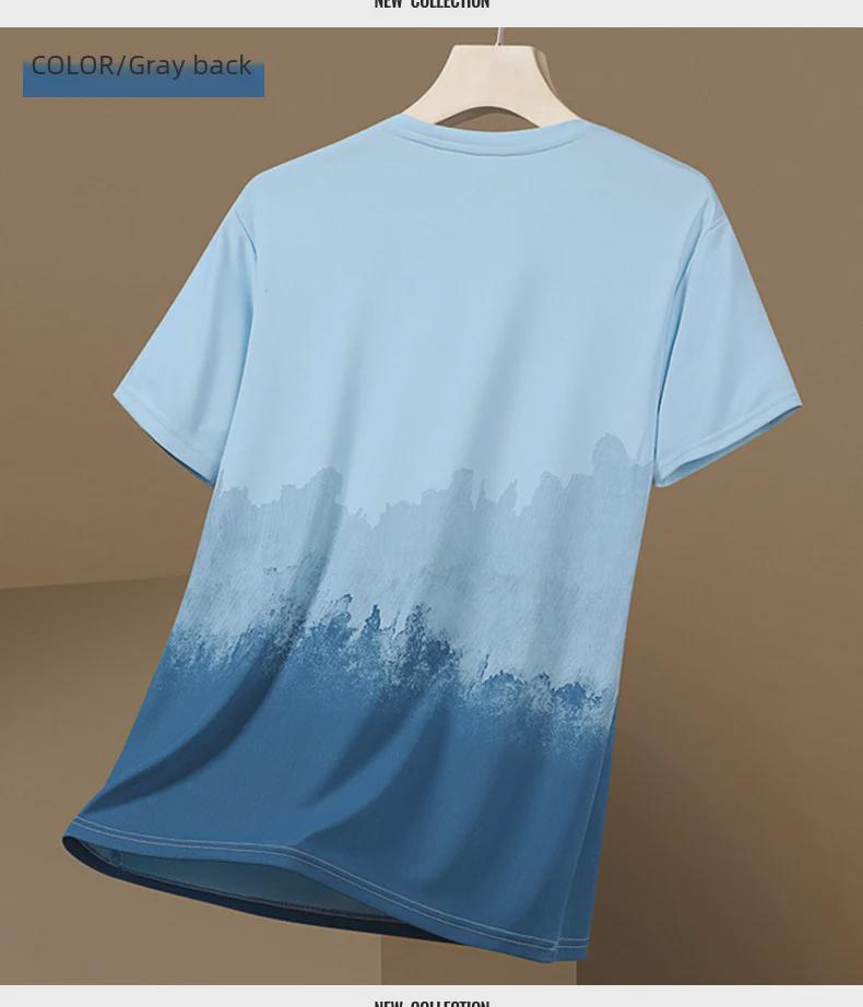 Men's Gradient Quick-Dry Ice Silk Mesh T-Shirt, Short-Sleeved, Breathable Summer 2023 Trend.