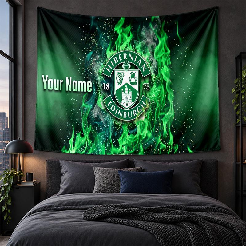 Kişiselleştirilmiş Duvar Halısı Hibernian FC Desenli Sanat Arka Plan Kumaşı