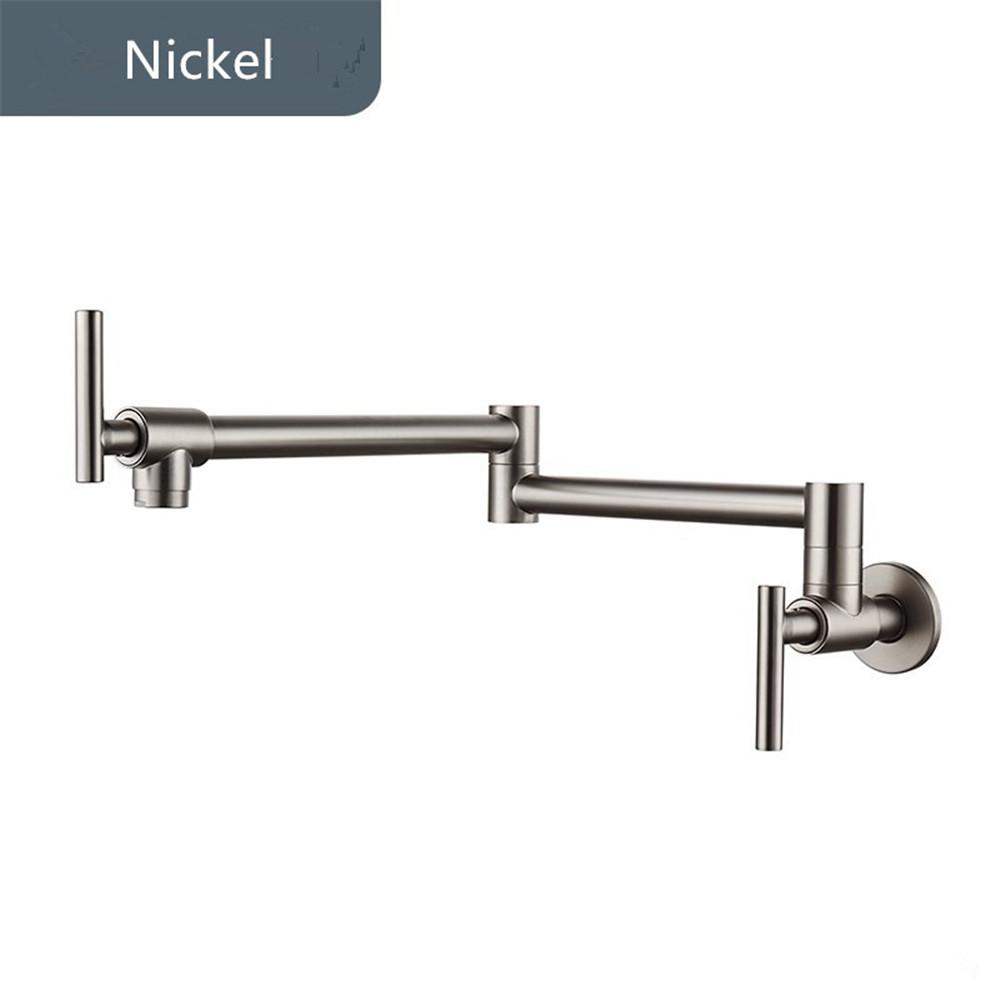 Tuqiu Rose Gold Pot Filler Tap Wall Mounted Foldable Kitchen Faucet Single Cold Sink Tap Rotate Folding Spout Chrome Gold Brass