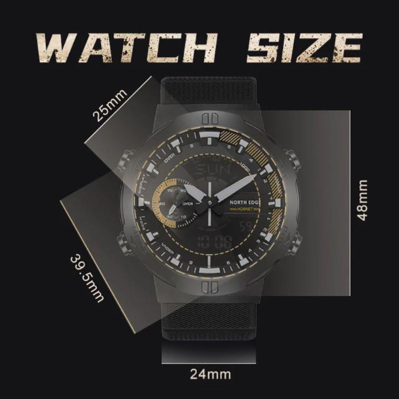 NORTH EDGE HORNET Ceas digital pentru bărbați Alergare Ciclism Ceasuri sport Ceas de mână rezistent la apă 50M World Time Speed ​​Illuminator