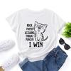 CUTE CAT Fashion Cotton T-Shirt Short Sleeve Round Neck Women 2d Print Tops