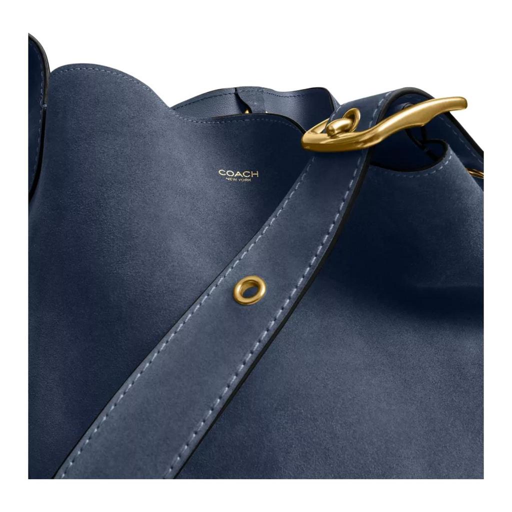 Coach Bleecker 28 Removable Zipper Bag Suede Leather Shoulder Bag Large Women shoulder bag Denim-Blue CCC24-B4LD