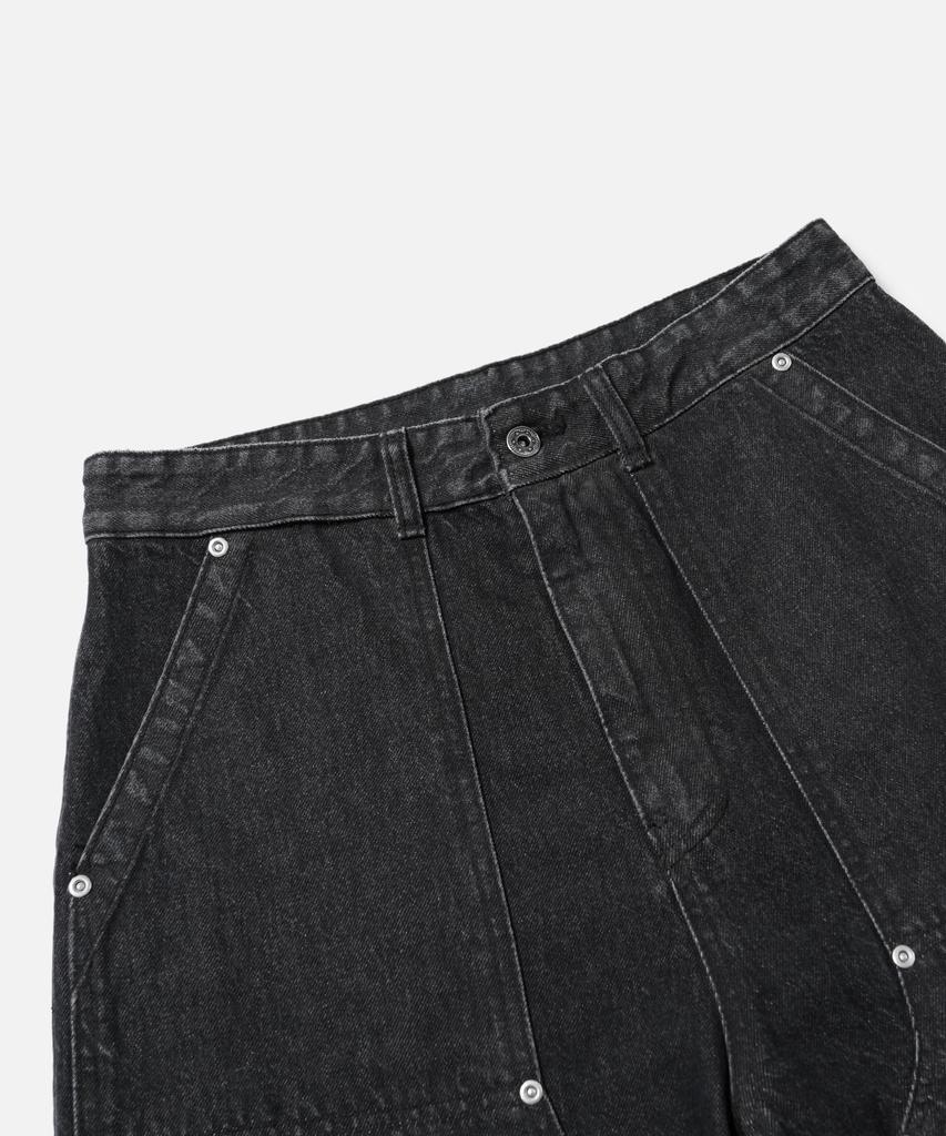 FRIZMWORKS Washed Denim Double Knee Shorts _ Washed Black
