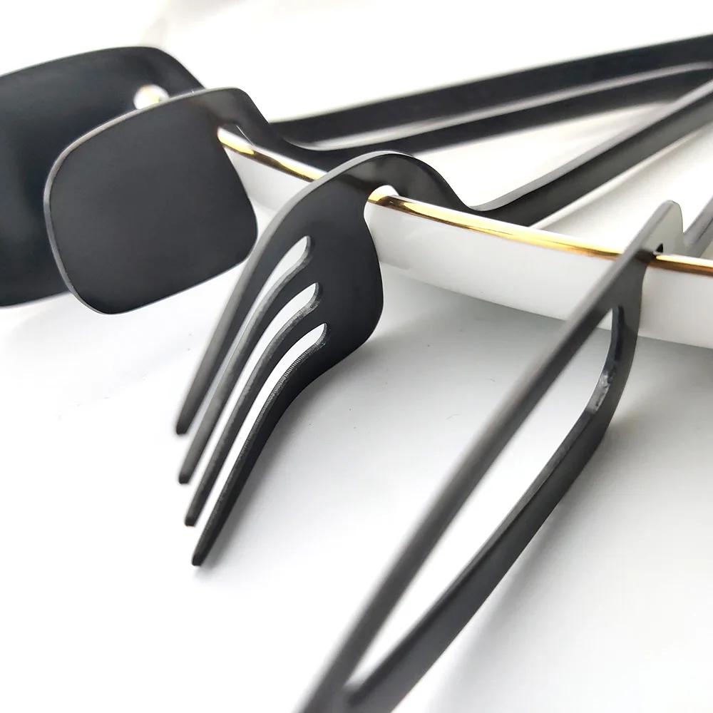 Cutlery Curved Handle Can Hang Cup Spoon Dessert Knife Fork Spoon Dinnerware Sets Kitchen Decor Spoon Fork Knife Tableware Set
