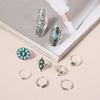 9 Pcs/Set Women Ring Set Flower Cactus Shape Irregular Faux Turquoise Polished Smooth Stainless Ethnic Alloy Commute Stackable Knuckle