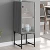 Side Cabinet with Glass Door Grey Sonoma 35x37x100 Cm