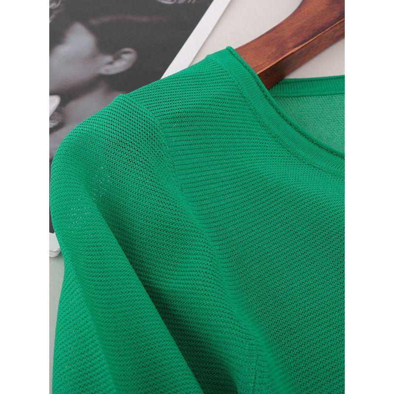 Super Silky Tencel Loose Version Knit Foreign Trade Original Order Summer Round Neck Pullover Short Sleeve Top Women