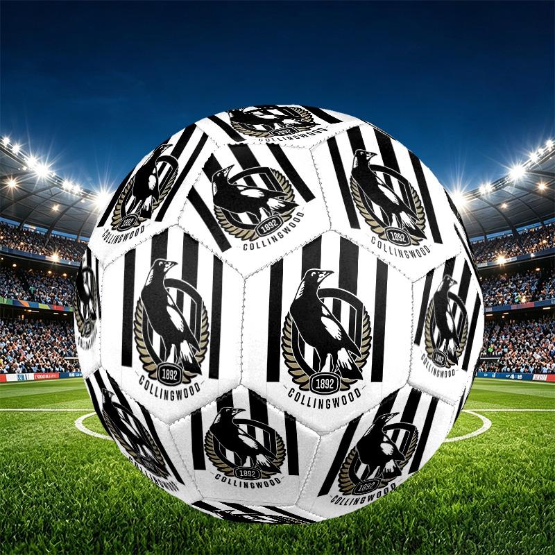 Collingwood Magpies Print Size 5 Soccer Ball, PU Wear Resistant Football for Match Training and Daily Practice, Birthday Gift for Soccer Fans