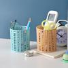 ZZ ZZLD Simple Hollow Rattan Weave Pen Holder & Stationery Organizer Set (4-Pack, Assorted Colors)