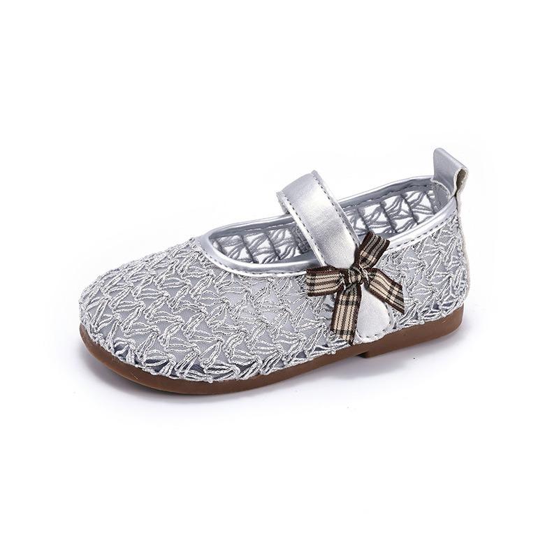 Girls' Princess Shoes Soft-Sole Non-Slip Leather Shoes, Breathable Mesh Hollow-Out Casual Shoes for Toddlers